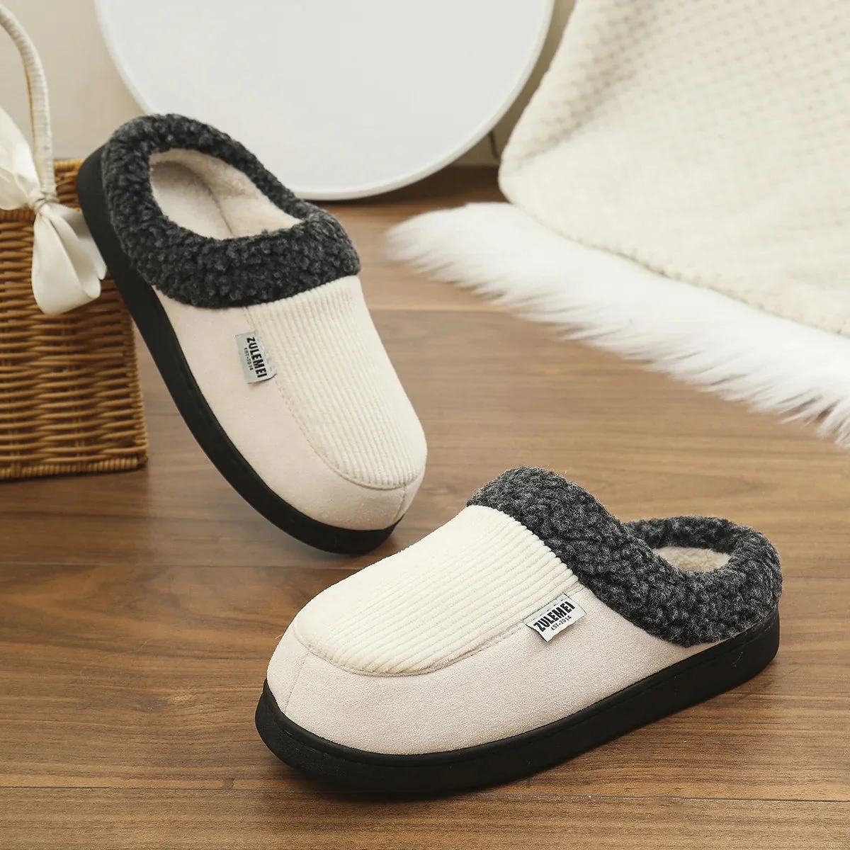 Unisex Geheugenfoam Huisslippers met Zachte Pluche en Antislip Zool - Afbeelding 5